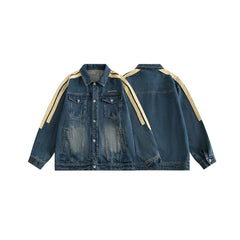 Unisex Jacket Retro Washed Denim Jacket Loose Workwear Denim Jacket Denim Coat