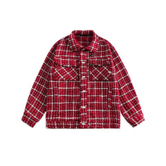 Unisex Jacket Retro Lapels Jacket Plaid Coat