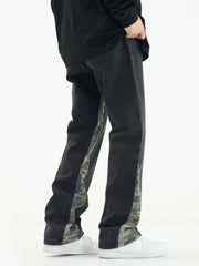 Men Jeans Camouflage Stitching Jeans Men's Spring Straight-Leg Pants Casual Trousers