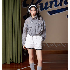 Unisex Jacket Stand Collar Jacket Sun Protection Top Women's Short Sports Jacket