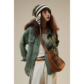 Unisex Jacket Washed Denim Clothes Jacket Men and Women Lapel Overalls