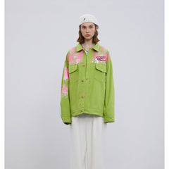 Unisex Jacket Vintage Jacket Couple Loose Casual Polo Collar Coat
