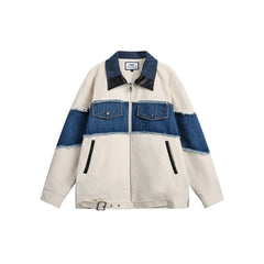 Unisex Jacket Lapel Denim Jacket Baggy Coat
