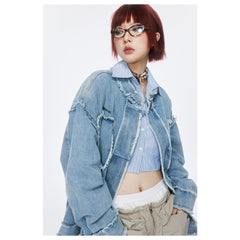 Unisex Jacket Vintage Wash Denim Coat Men's and Women's Loose Denim Jacket