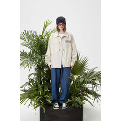 Unisex Jacket Stitching Embroidered Jacket Men's and Women's Lapel Couple Overalls