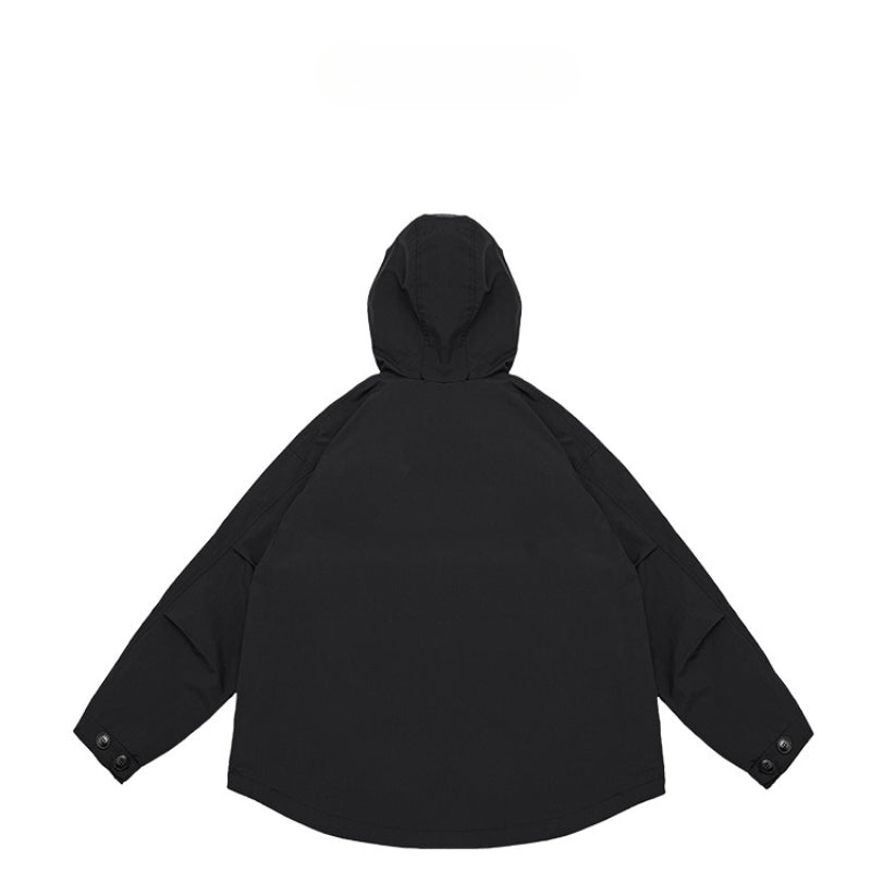 Unisex Jacket Hooded Sports Jacket Loose Outdoor Shell Jacket Mechanical Style Coat