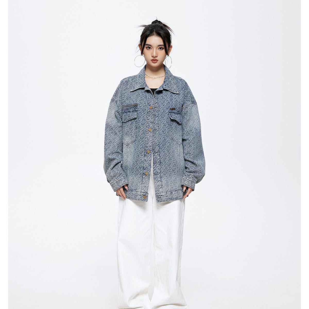 Unisex Jacket Retro Washed Overalls Men and Women Couple Loose Denim Jacket