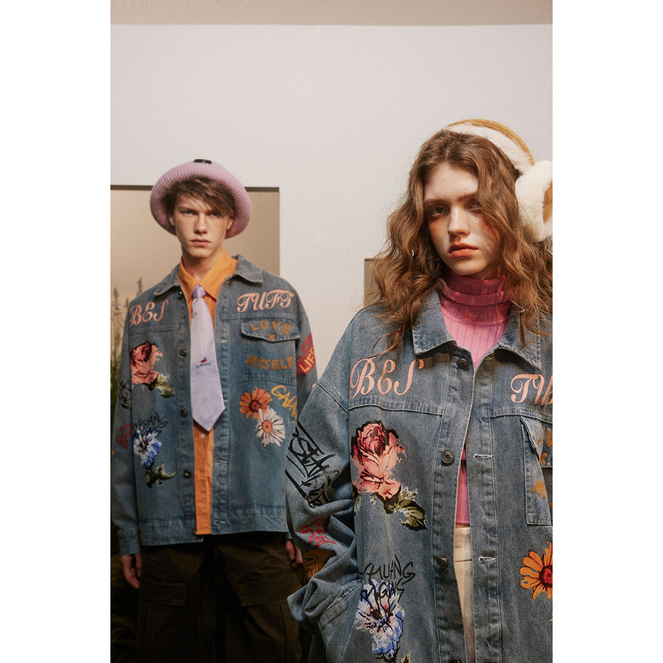 Unisex Jacket Retro Washed Denim Jacket Men and Women Couple Spring and Autumn Coat
