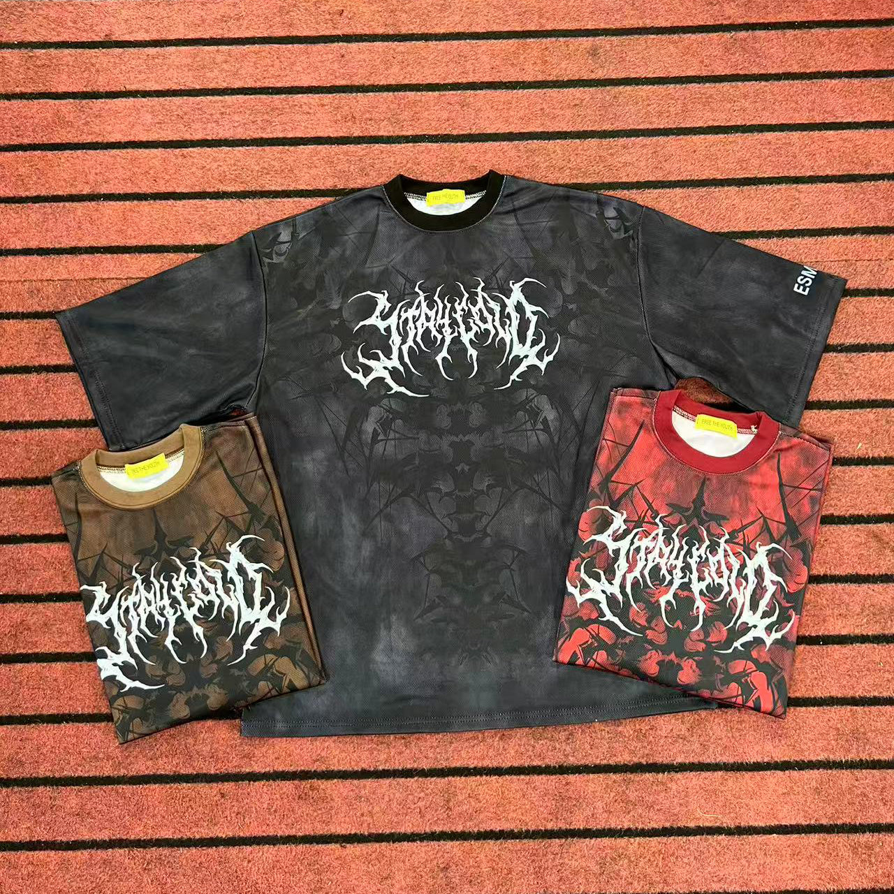 Street T Shirts Washed Old Oversize Hip Hop Skateboard Anime Print Short Sleeve