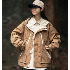 Unisex Jacket Autumn Hooded Coat for Men and Women Shell Jacket Loose Jacket