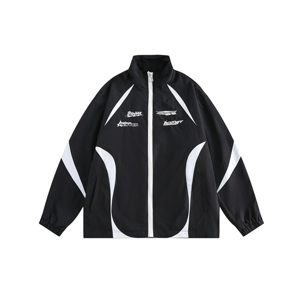 Unisex Jacket Vintage Sports Jacket Men's and Women's Patchwork Stand-up Collar Jacket