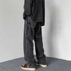 Men Jeans Vintage Hiphop Jeans Loose Straight Cargo Trousers Spring-Autumn Wide-Leg Pants