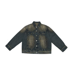 Unisex Jacket Vintage Loose Washed-out Lapel Overalls Men's Denim Jacket