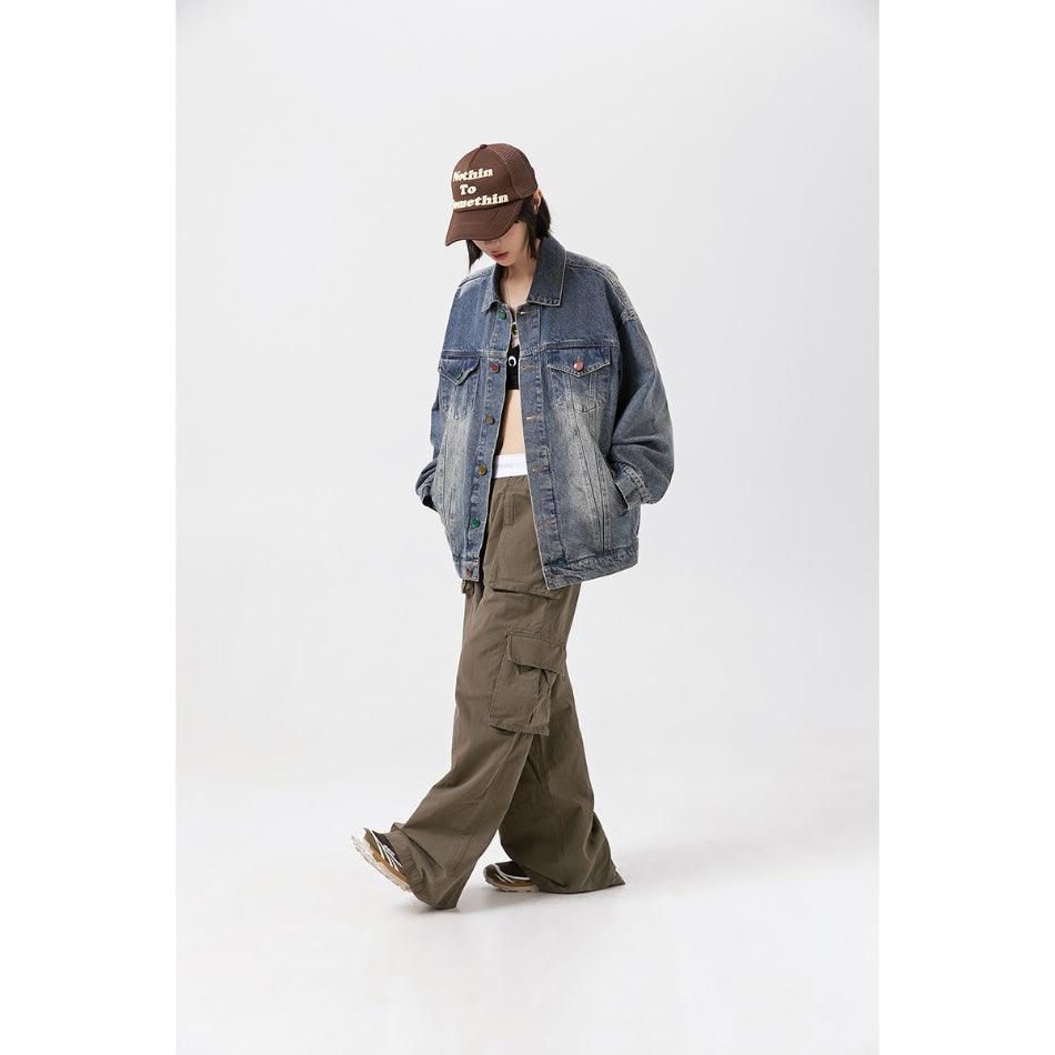Unisex Jacket Casual Washed Denim Jacket Men and Women Couple Jacket