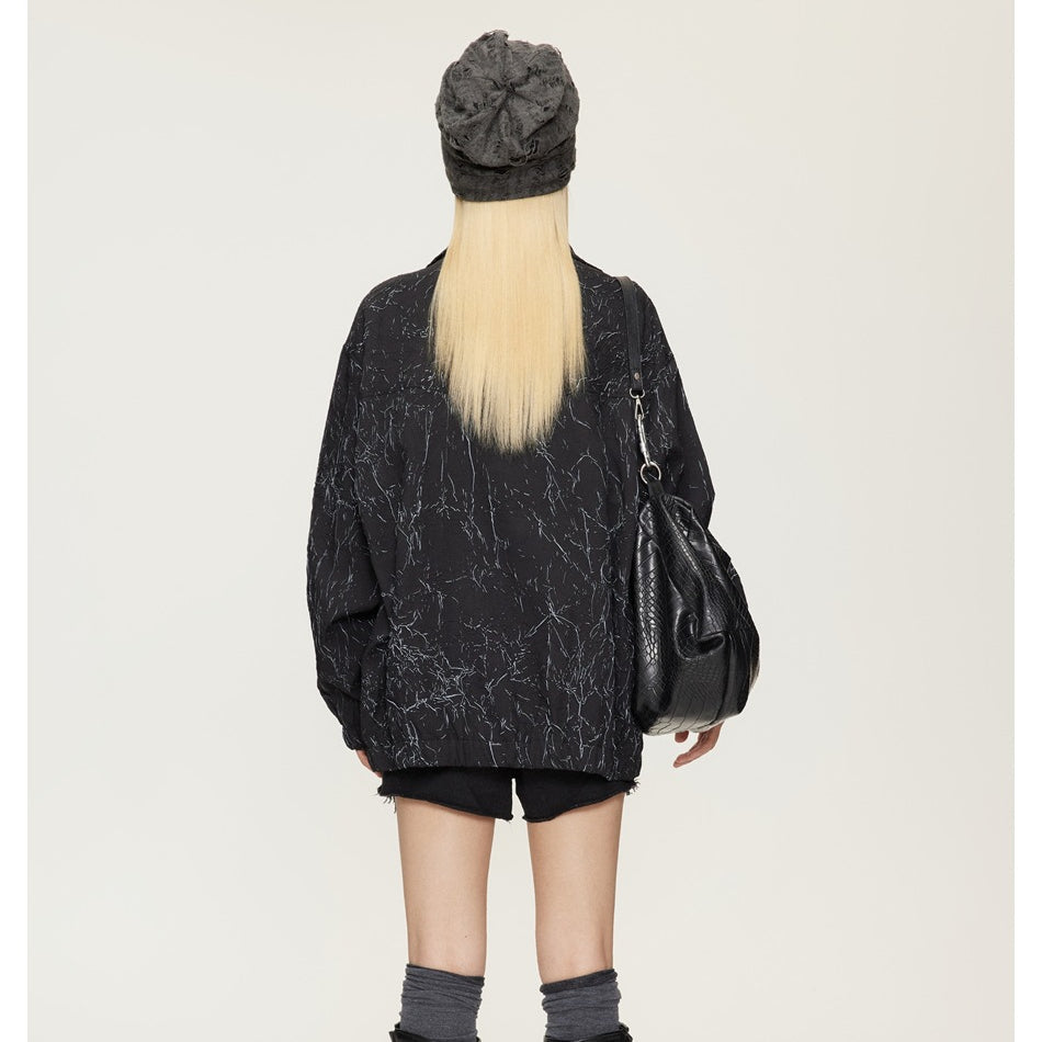Unisex Jacket Spring and Autumn Vintage Stand Collar Top Jacket Baggy Coat