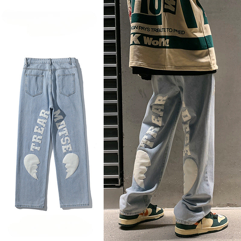 Men Jeans Spring and Autumn Loose Denim Trousers