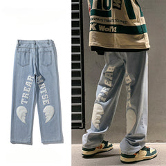 Men Jeans Spring and Autumn Loose Denim Trousers