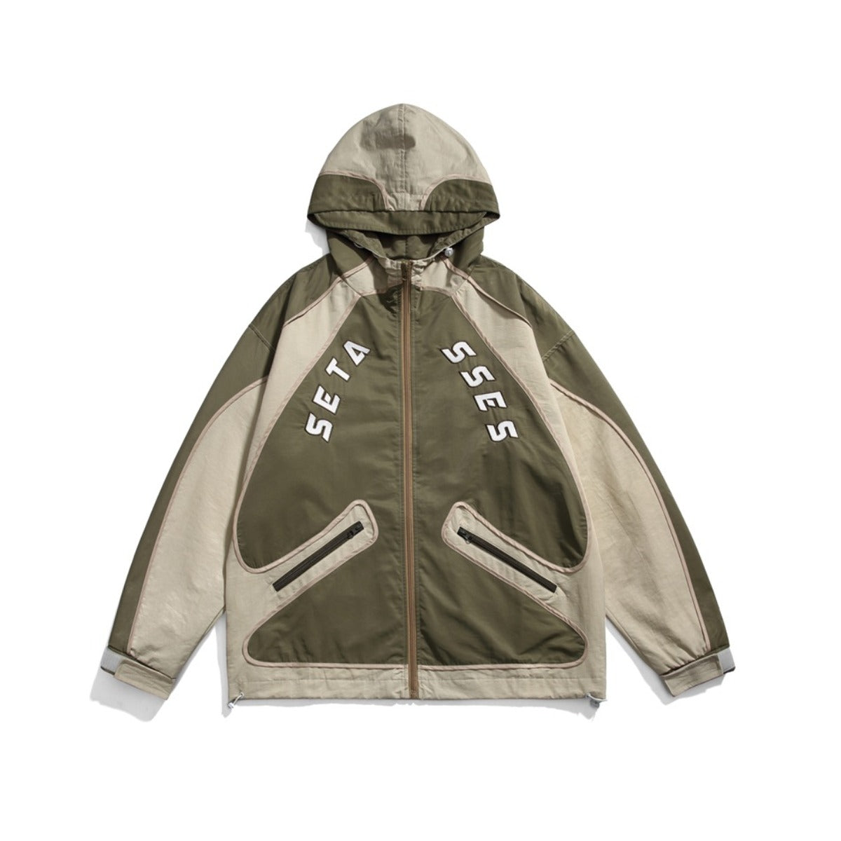 Unisex Jacket Retro Patchwork Contrast Color Sports Jacket
