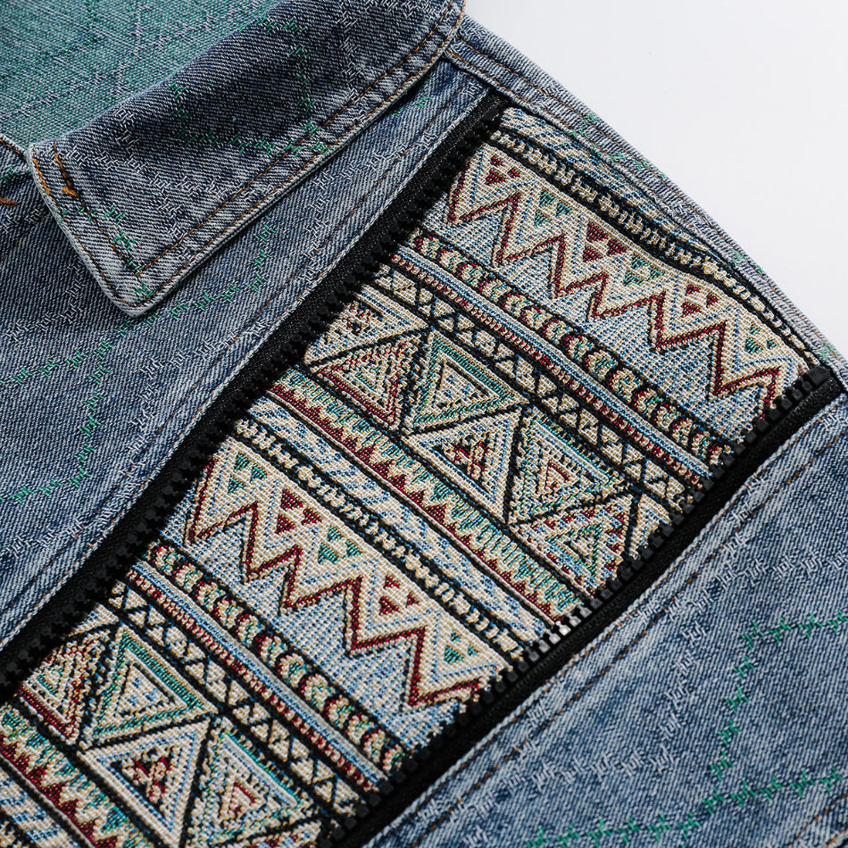 Unisex Jacket Vintage Denim Jacket Loose Lapels Denim Coat
