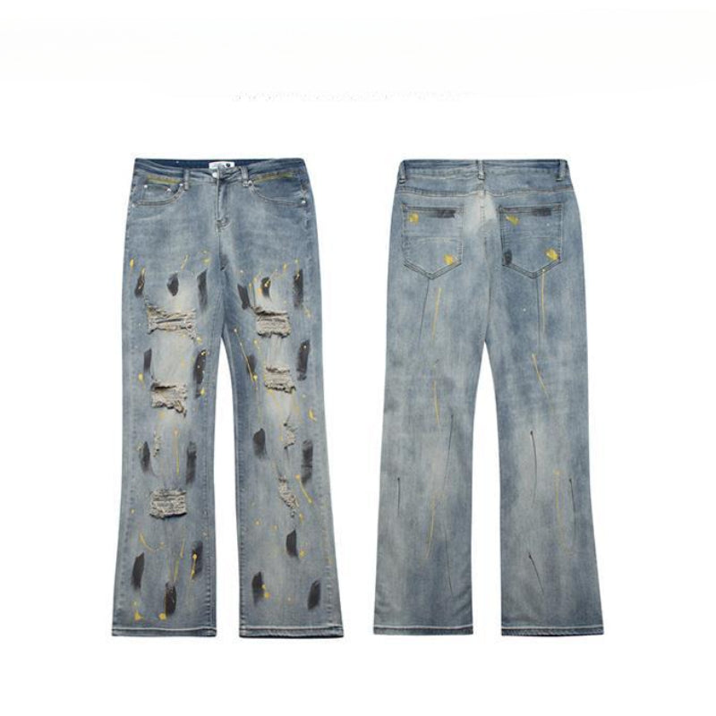 Men Jeans Washed Make Old Ripped Jeans