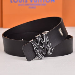 Amiri Belt Black cross pattern Golden deer logo