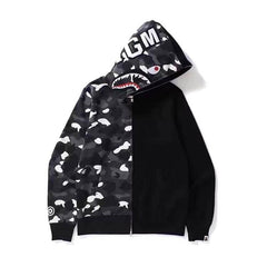 Bathing Ape Hoodie Camouflage Stitching Sweatshirt Luminous Hooded Zipper Fleece Jacket