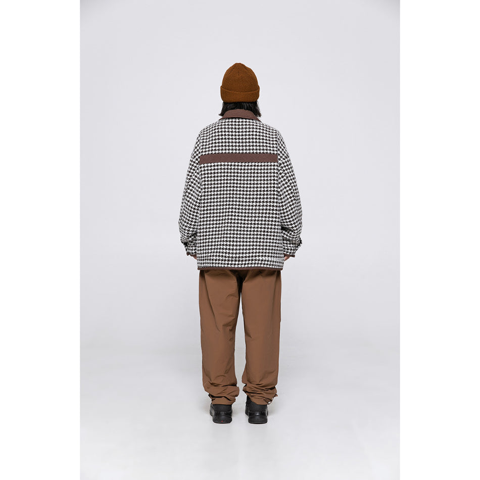 Unisex Jacket Autumn Winter Retro Houndstooth Jacket Loose Lapels Coat