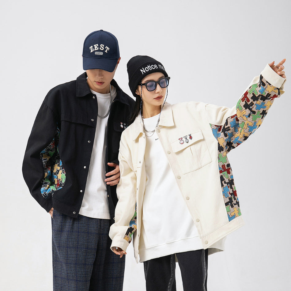 Unisex Jacket Embroidered Jacket for Men and Women Loose Lapels Fashion Brand Coat