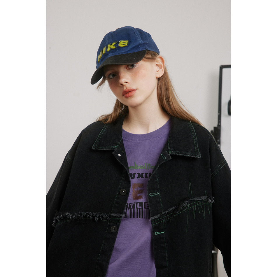 Unisex Jacket Spring and Autumn Vintage Denim Jacket Loose Denim Jacket