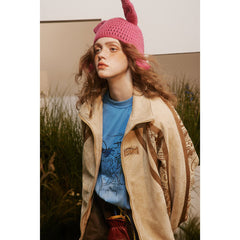 Unisex Jacket Autumn Retro Patchwork Jacket Men's and Women's Stand Collar Coat