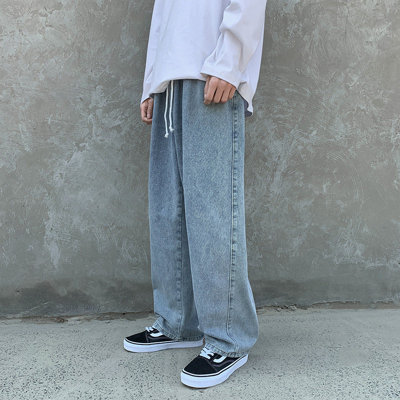 Men Jeans Loose Straight Wide Leg Pants