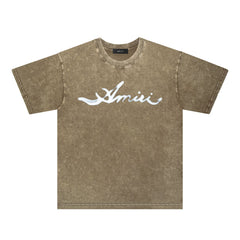 Amiri Washed Distressed T Shirt Printed Trendy Pure Cotton