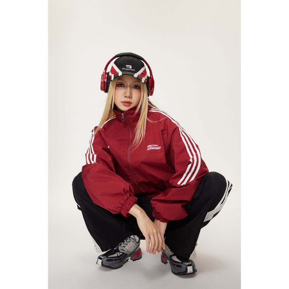 Unisex Jacket Vintage Cardigan Stand Collar Sports Jacket