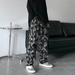 Men Jeans Straight Wide-Leg Pants Casual Loose Hip Hop Washed Denim Trousers