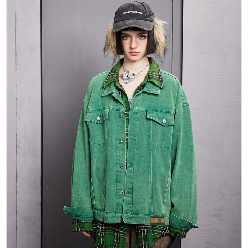 Unisex Jacket Spring and Autumn Denim Jacket Men and Women Couple Loose Casual Polo Collar Jacket