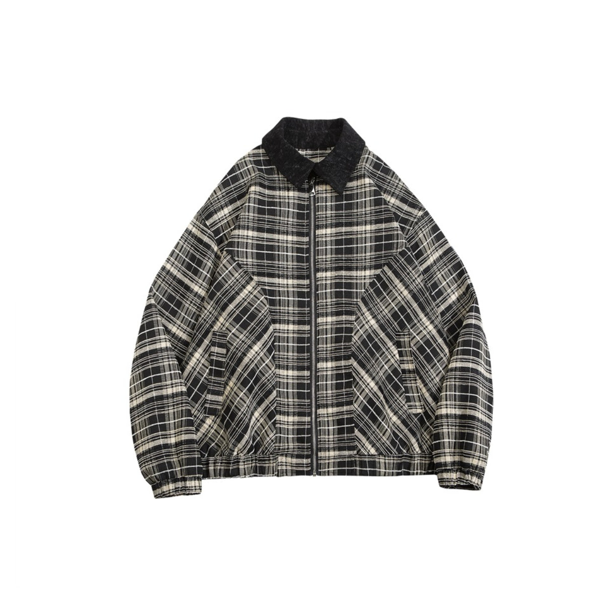 Unisex Jacket Vintage Plaid Coat Men's and Women's Loose Cargo Jacket