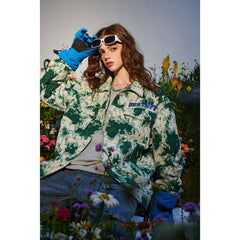 Unisex Jacket Autumn Floral Embroidered Jacket Lapel Overalls