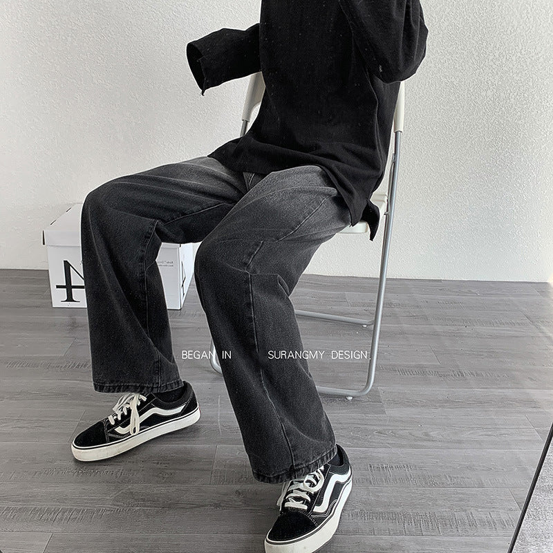 Men Jeans Spring and Autumn Jeans Straight-Leg Trousers