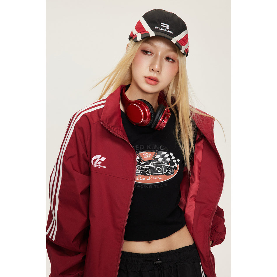Unisex Jacket Vintage Cardigan Stand Collar Sports Jacket