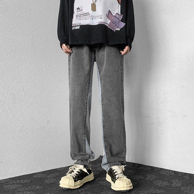 Men Jeans Retro Straight-Leg Pants Wide Leg Trousers