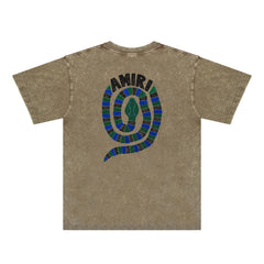 Amiri Washed Distressed T Shirt Printed Trendy Pure Cotton