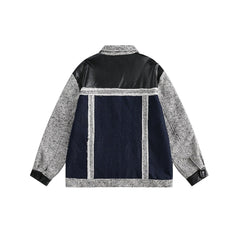 Unisex Jacket Western Denim Style Coat Retro Patchwork Denim Clothes Jacket Men's and Women's Loose Cardigan