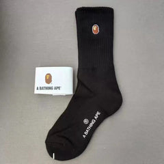 Bape Socks Embroidered Socks Black and White Grey