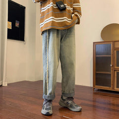 Men Jeans Vintage Jeans Summer Wide Leg Trousers Straight Pants