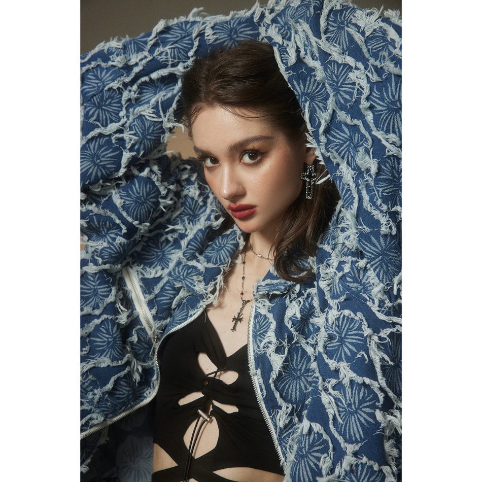 Unisex Jacket Retro Workwear Denim Jacket Loose Spring and Autumn Coat