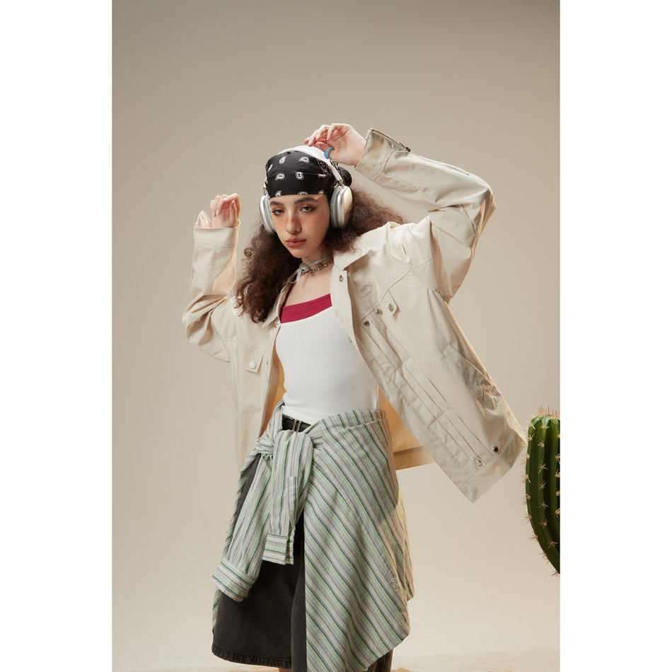 Unisex Jacket Vintage Loose Lapels Padded Shoulder Jacket