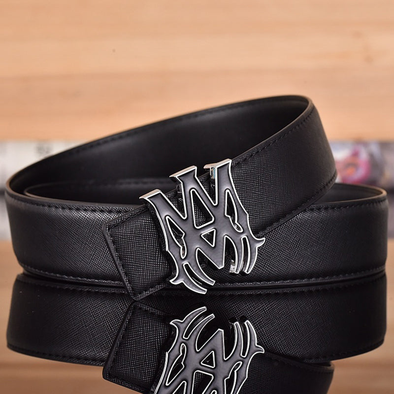 Amiri Belt Black linen leather texture