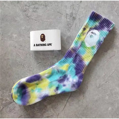 Bape Socks Tall Tube Tie Dyeing Men and Women
