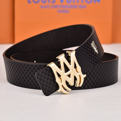 Amiri Belt Black small checkered pattern Golden deer logo