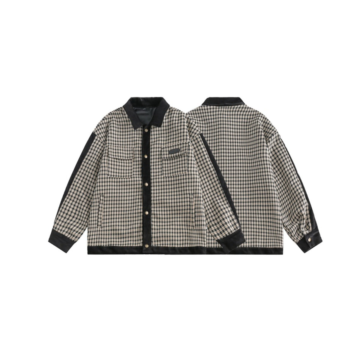 Unisex Jacket Houndstooth Jacket Men and Women Couple Loose Lapels Plaid Jacket